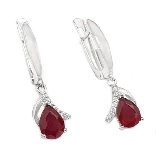 עגילים מכסף תלויים משובצים אבני רובי  A8743 | תכשיטי כסף