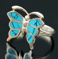 טבעת כסף פרפר משובצת טורקיז כחול RG9129