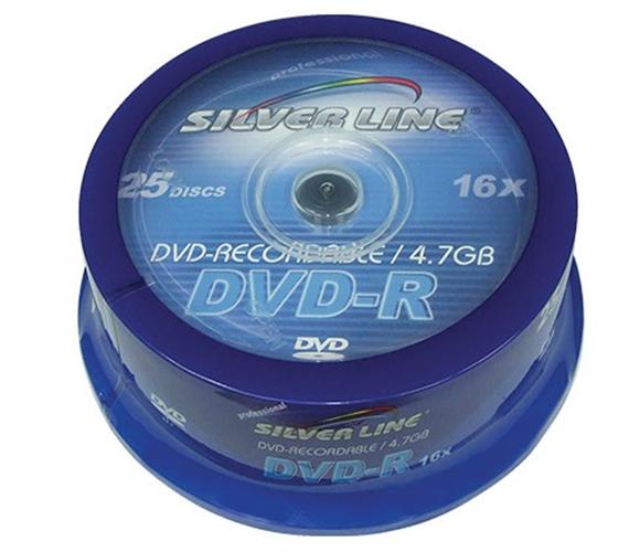 דיסקים לצריבה Silver Line DVD-R x16 4.7GB Media 25-Pack