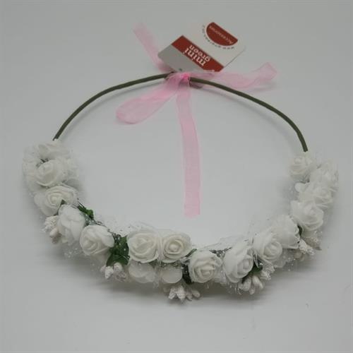 זר ראש פרחוני כפול לבן