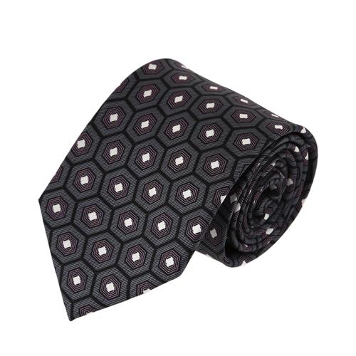עניבה אפורה דגם משושים גדולים סימטרים