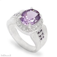 טבעת מכסף משובצת אבני אמטיסט RG6294 | תכשיטי כסף 925 | טבעות כסף