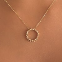 שרשרת ותליון זהב 14 קראט 0.13 קראט יהלומים 812173 - מחיר מבצע! 