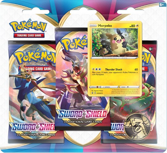 קלפי פוקימון בליסטר 3 בוסטרים  Pokemon TCG Sword & shield 3 pack Blister Morpeko