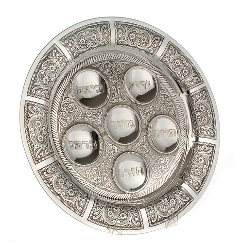 קערת ליל הסדר כסף טהור דגם אימפריום רקוע