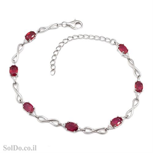 צמיד מכסף משובץ אבני רובי וזרקונים Z3067