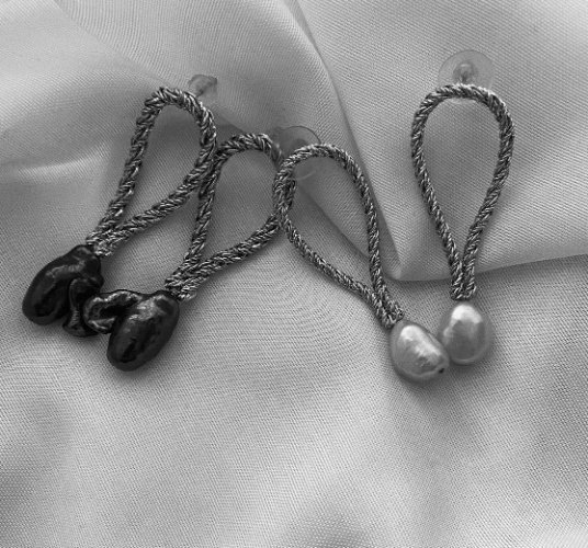 עגילי קמיל כסף פנינה פאני שייד