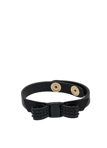 צמיד פפיון ניתים שחורים  Salvatore Ferragamo vara bow leather bracelet