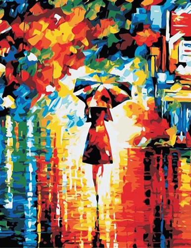 צביעה לפי מספרים - נסיכת גשם עם מטרייה