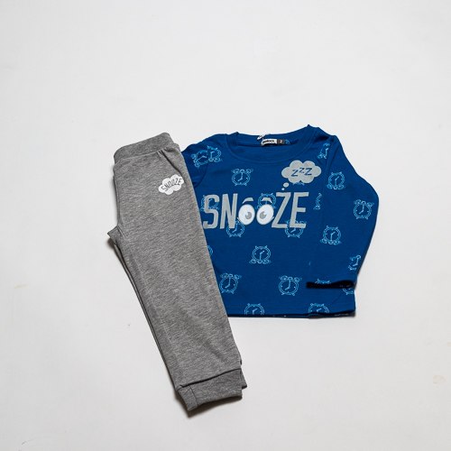 פיג'מת בנים אינטרלוק שעון כחולה