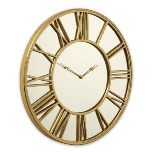שעון קיר BRASSGOLD בשילוב מראה מגיע בצבע: זהב  מידות: 76X76