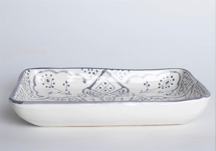 מגש קרמיקה אפור לבן