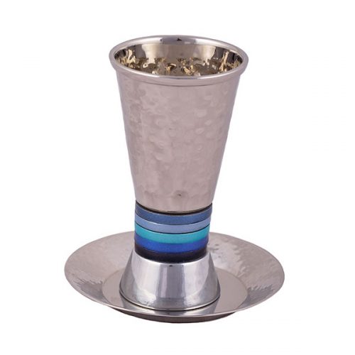 כוס קידוש - טבעות רחבות - כחול