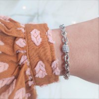 צמיד זהב לבן חוליות 14 קראט לאישה