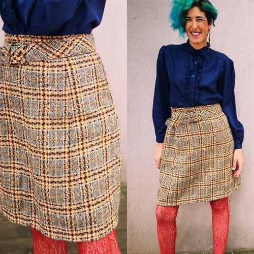 חצאית צמרירית משובצת מידה L/XL