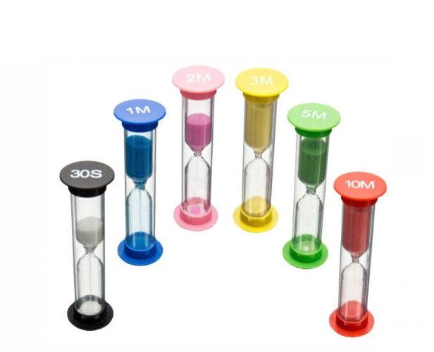 6 שעוני חול בזמנים שונים