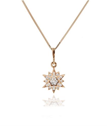 שרשרת ותליון כוכב מזהב עם יהלומים