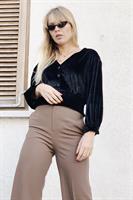 טופ קרופ קטיפה שחור