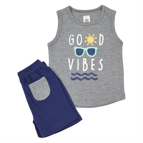 חליפת גופיית קיץ אפור מלאנג'