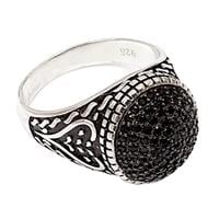 טבעת מכסף לגבר משובצת אבני זרקון RG9903