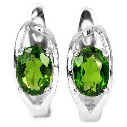 עגילי כסף משובצים זרקון צבע ירוק A8317 | תכשיטי כסף 925 | עגילי כסף