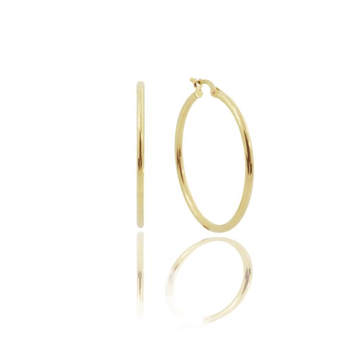 עגילי זהב חישוק דקים 2.4 ס"מ