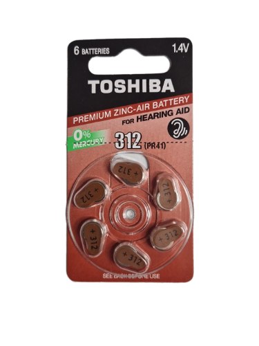 6 סוללות למכשירי שמיעה TOSHIBA 312