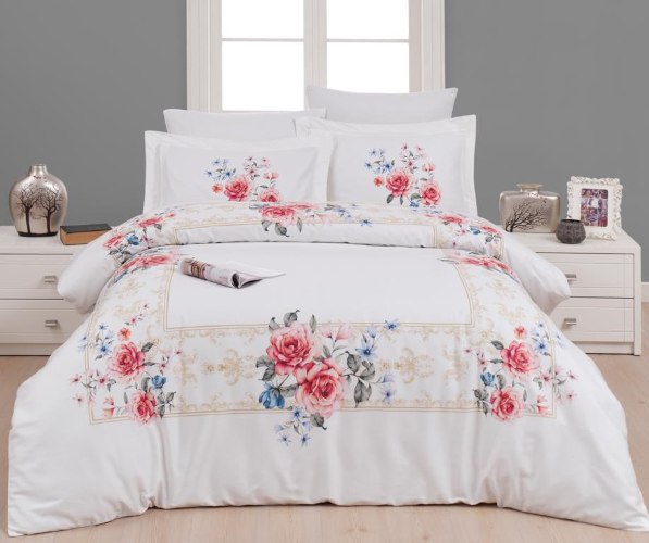 סט מצעים למיטה זוגית 100% כותנה סאטן - נוסטלגיה