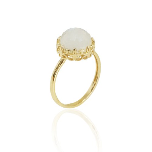 טבעת זהב וינטג' עם אבן מונסטון (אבן לבחירה)