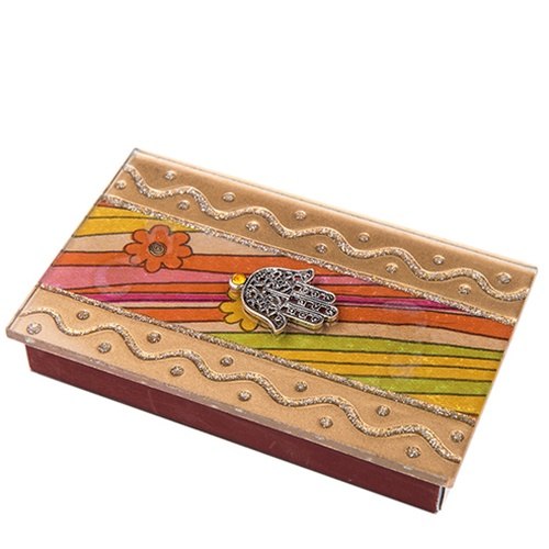 קופסת גפרורים מעוצבת גדולה דגם חמסה זהוב