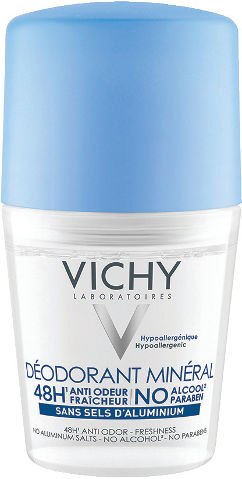Vichy דאודורנט מינרלי ללא אלומיניום, ללא אלכוהול וללא פראבנים היפואלרגני