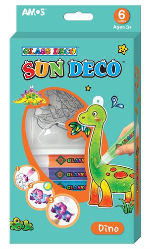 קיט צבעי חלון + צורות דינוזאורים AMOS
