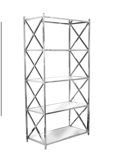 מעמד מדפים נירוסטה בצבע ניקח מדפי זכוכית