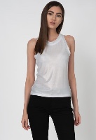 גופית ריב לבן מבריק  GUESS