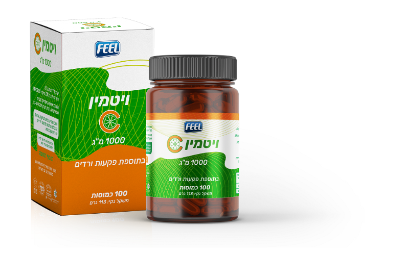 ויטמין C  בתוספת פקעות ורדים 1000 מ"ג    FEEL