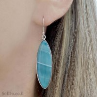 עגילים מכסף תלויים משובצים אבני אגט צבע ירוק A8941 | תכשיטי כסף | עגילי כסף