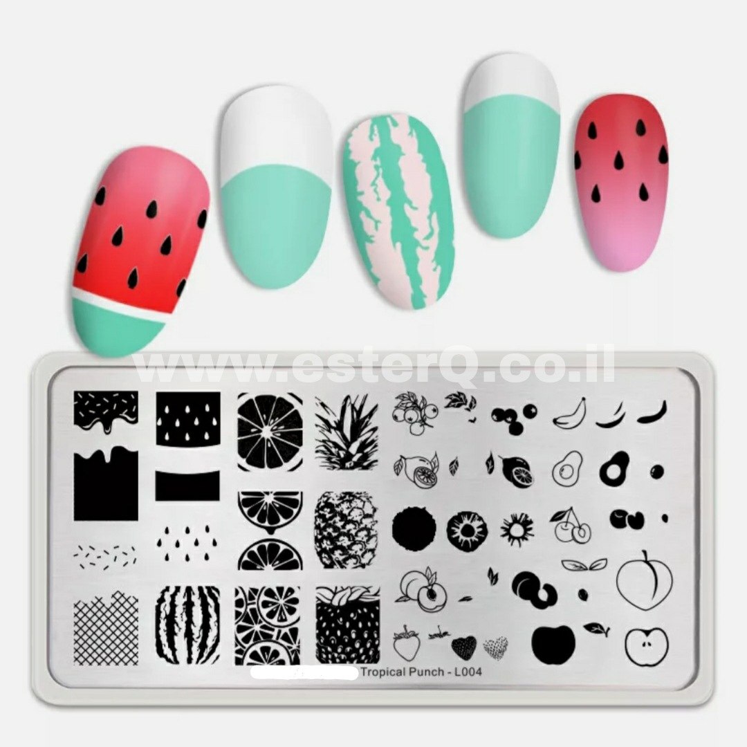 פלטה חותמת מלבן - פירות אבטיח - L004