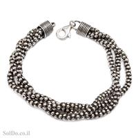 צמיד מכסף מעוצב בצורת חבל 3 שורות Z3109 | תכשיטי כסף 925 | צמידי כסף