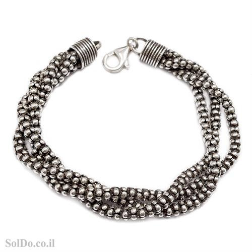 צמיד מכסף מעוצב בצורת חבל 3 שורות Z3109 | תכשיטי כסף 925 | צמידי כסף