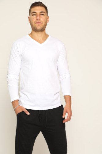 חולצה גבר שרוול ארוך צווארון וי