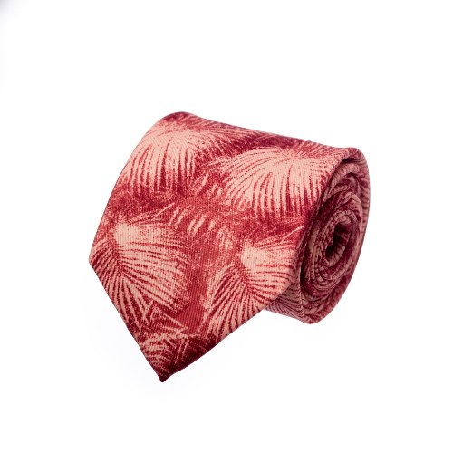 עניבה דגם נוצות אדום בהיר