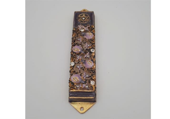 בית מזוזה פליז עיטור רימונים מהודר