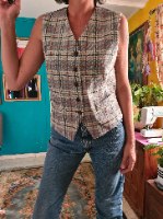 ווסט משבצות צמר L/XL