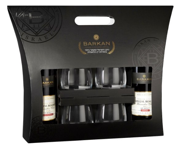 מארז ברקן ספיישל רזרב 2 יינות אדומים + 4 כוסות