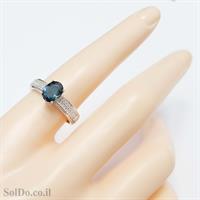 טבעת מכסף משובצת אבן טופז כחולה  וזרקונים RG6070 | תכשיטי כסף 925 | טבעות כסף