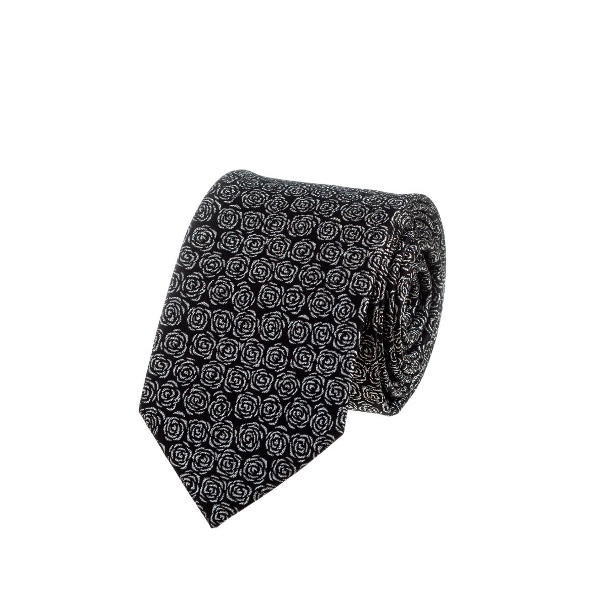 עניבה שחורה עם פרח לורקס כסוף