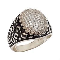 טבעת כסף לגבר משובצת זרקונים ועיטורים RG9911