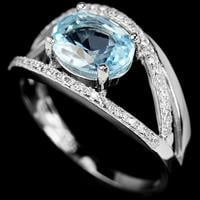 טבעת כסף משובצת טופז כחול וזרקונים RG8333 | תכשיטי כסף 925 | טבעות כסף