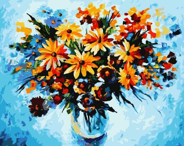 צביעה לפי מספרים - אגרטל פרחי שדה