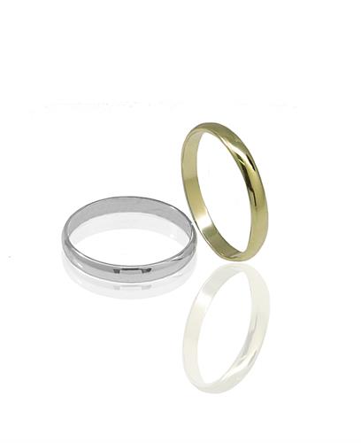 טבעת נישואין חלקה מעוגלת בזהב 14 קרט- דגם WR203